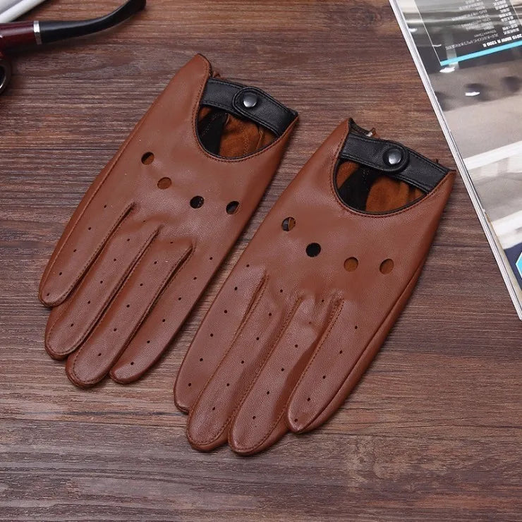 New Arrival Men's Goatskin Leather Full Finger Riding and Driving Gloves - Delicate Leather
