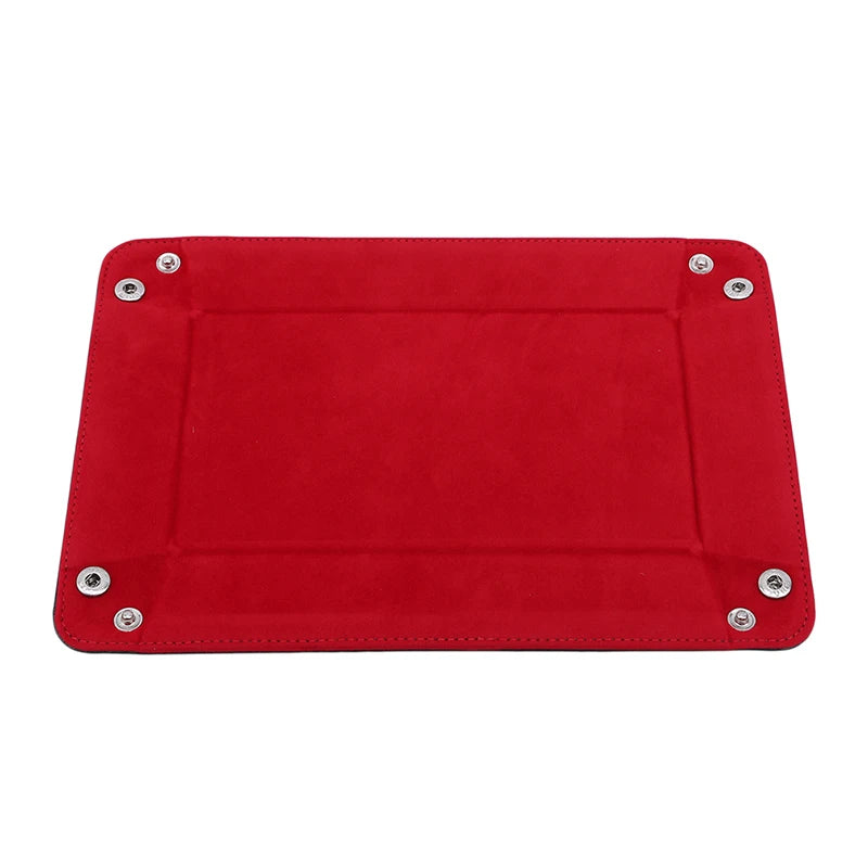 Creative Foldable Dice Tray Box - PU Leather Folding Coin Square Tray, Dice Game Key Coin Candy Jewelry Storage Box - Delicate Leather