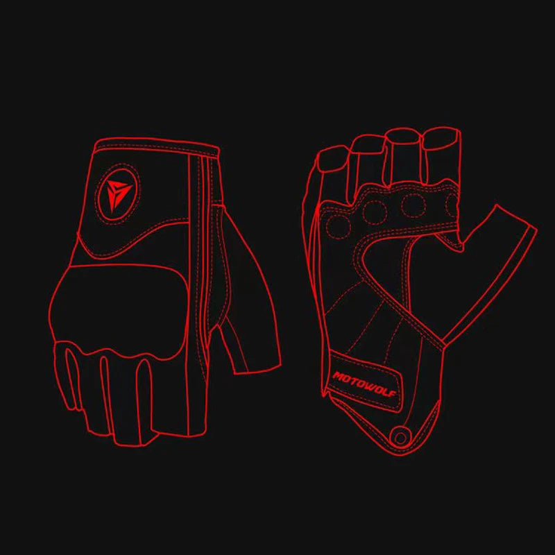 Summer Motorcycle Fingerless Gloves - Goatskin Leather Half Finger Motocross Accessories - Delicate Leather