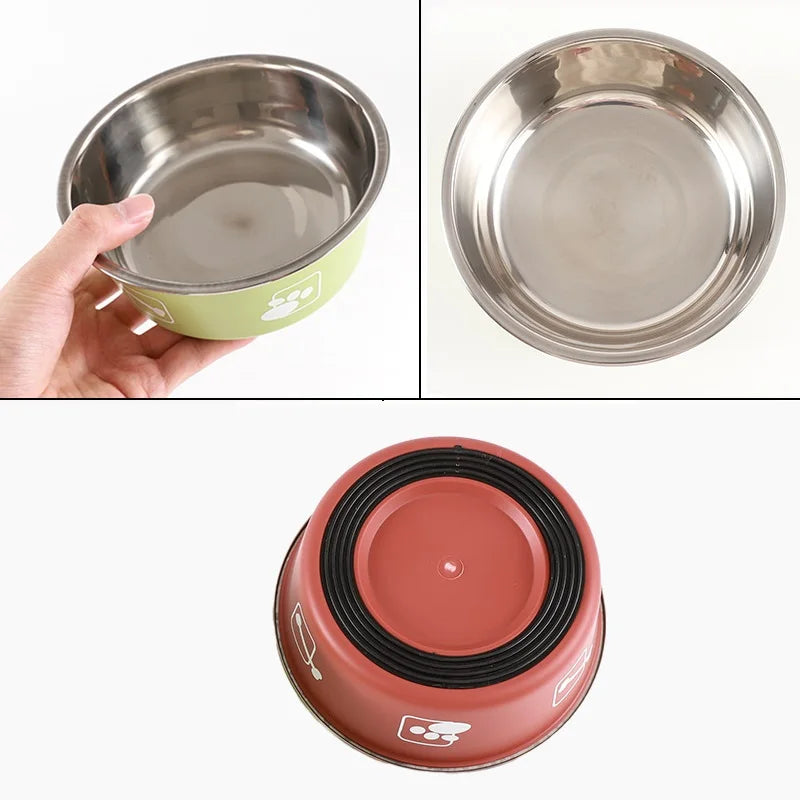 Non-slip Dog Bowls for Small Medium Large Dog Feeder Bowls Drinkers Stainless Steel High Capacity Pet Food Container Supplies - Delicate Leather