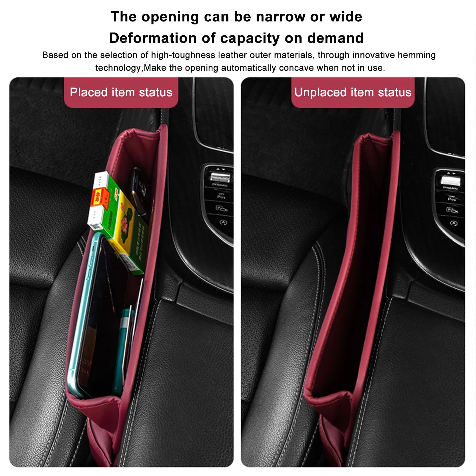 Car Organizer PU Leather Storage Car Seat Slit Gap Pocket - Delicate Leather