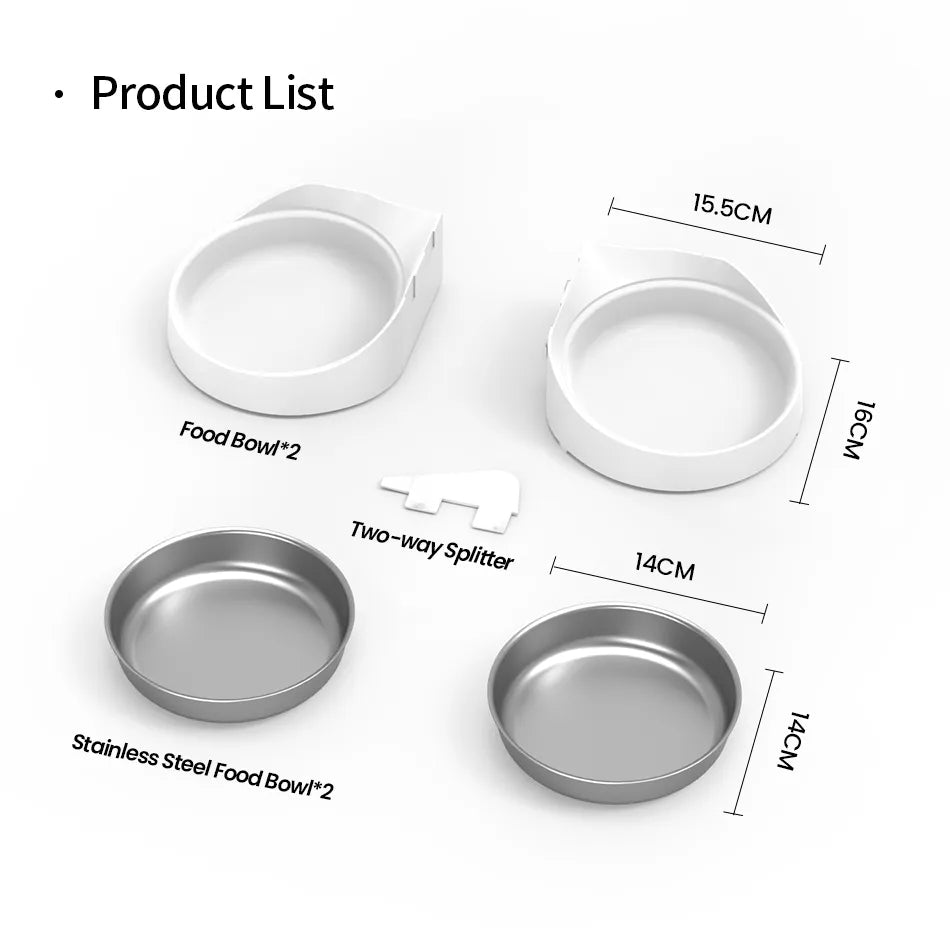 Only Stainless Steel Single & Double Bowl Accessories For 4L Automatic Pet Feeder Cat Food Dispenser Without Pet Feeder