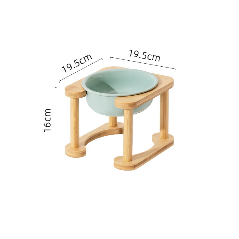 Big Dogs Dining Table Elevated Pet Double Food Water Bowls with Wooden Stand Medium Dog Drinking Eating Feeding Feeders - Delicate Leather