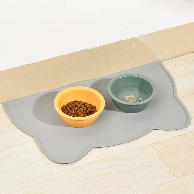 Pet Silicone Food Mat Portable Waterproof Leak-Proof Non-Slip Feeding Mats Bowl Pad Cushion For Cats Dogs Pet Items - Delicate Leather
