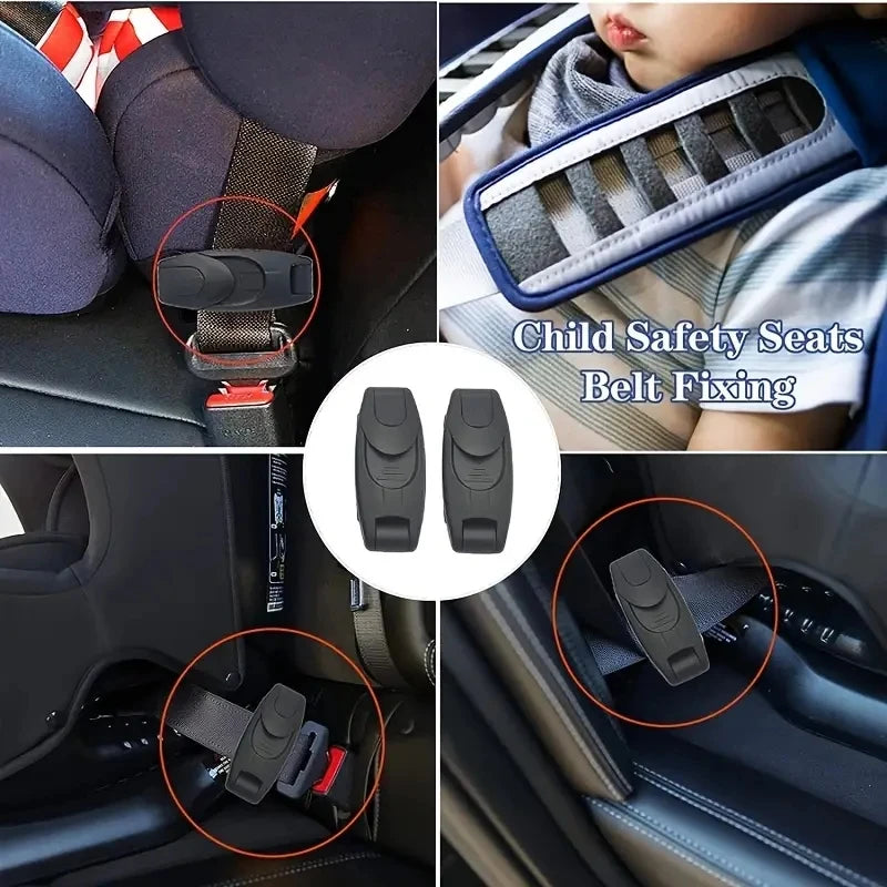 Car Seat Belt Clip Shoulder Neck Strap Adjuster - Adjustable Tensioner Clip for Adults, Kids, and Pregnant Women - 4 Pack - Delicate Leather
