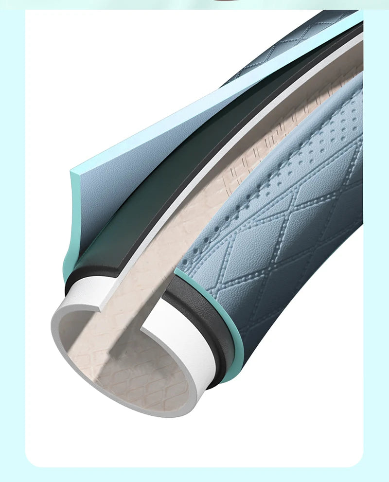 Motopets Car Anti-Slip Leather Steering Wheel Cover - Universal Protective Cover Fashion Style for 38cm Type D Steering Wheels - Delicate Leather