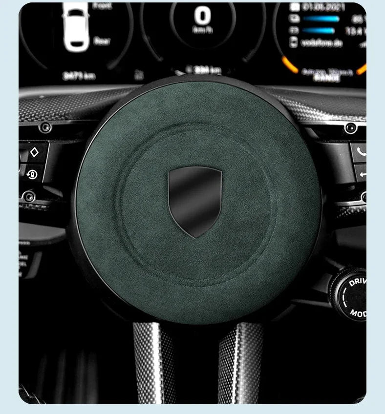 Car Steering Wheel Horn Cover Trim - Suede Interior Decorative Accessories - Delicate Leather