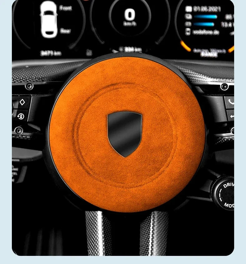 Car Steering Wheel Horn Cover Trim - Suede Interior Decorative Accessories - Delicate Leather