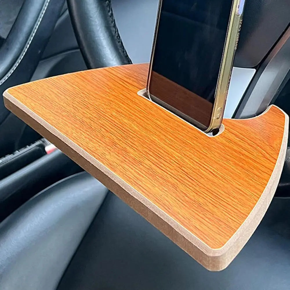 Auto Steering Wheel Desk - Car Travel Table, Food Eating Tray, Laptop and Drink Desk Mount Stand - Delicate Leather