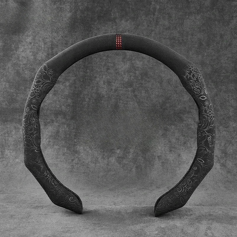 Car Texture Turned Fur Steering Wheel Cover - Delicate Leather