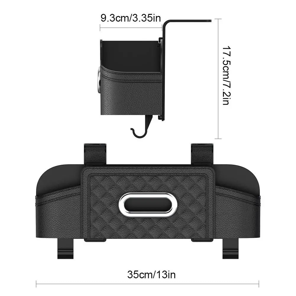 Car Storage Box - Multi-Functional Backseat Organizer with Tissue Box, Cell Phone Holder, and Cup Holder, Custom Fit For Your Cars, Car Accessories - Delicate Leather