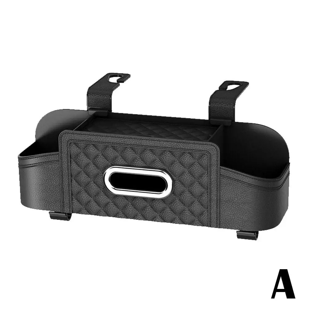 Car Storage Box - Multi-Functional Backseat Organizer with Tissue Box, Cell Phone Holder, and Cup Holder, Custom Fit For Your Cars, Car Accessories - Delicate Leather