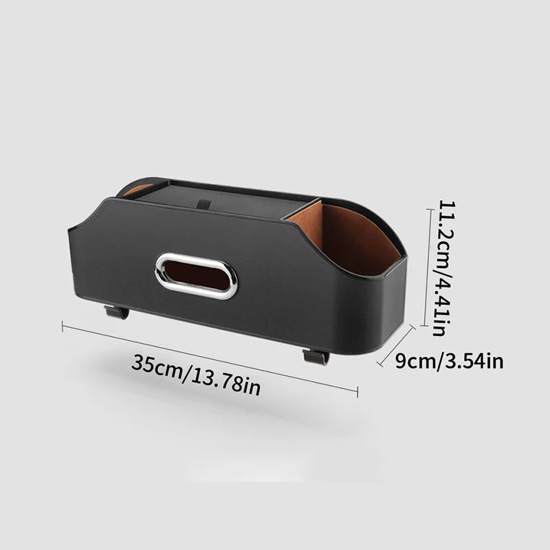 Multifunctional Car Seat Back Organizer with Insulated Cup Holders, Tissue Box, Cell Phone Holders, and Storage Compartments for Clutter-Free Travel - Delicate Leather