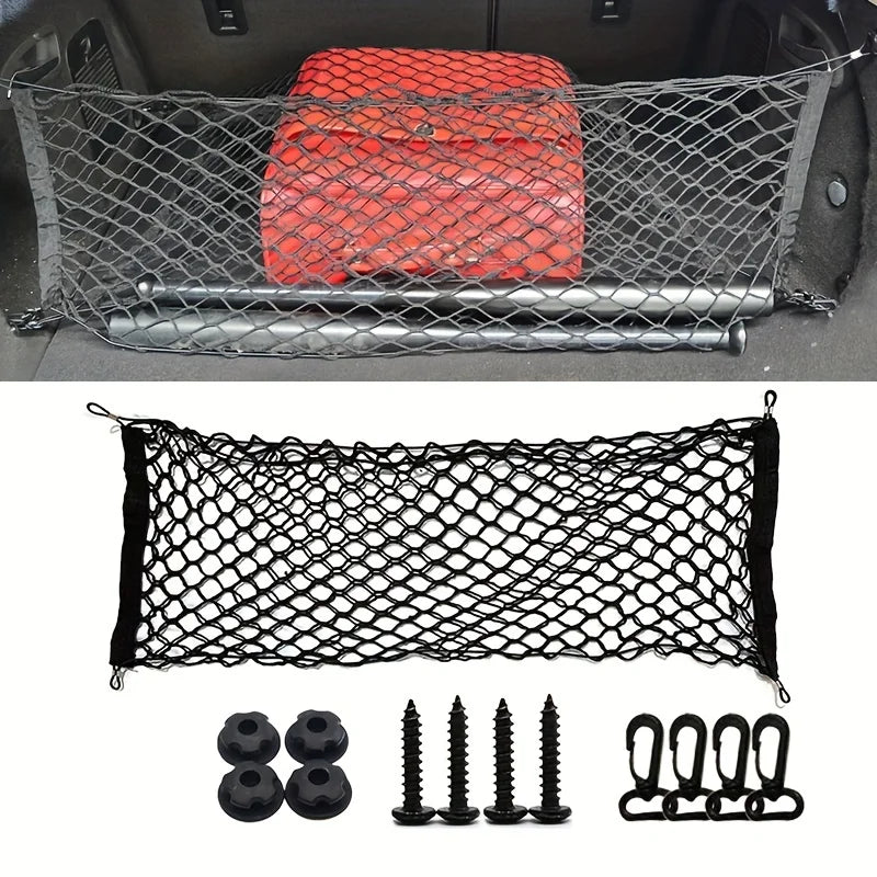 Rear Cargo Nets for SUV - Adjustable Car Trunk Cargo Storage Organizer Mesh Net - Delicate Leather