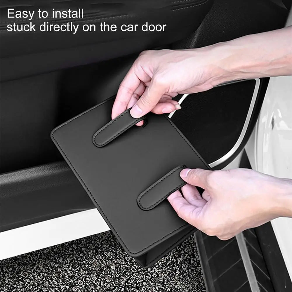 Car Seat Storage Box - Auto Seat Back Organizer with Magnetic Closure Design - Delicate Leather