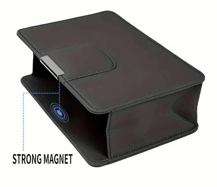 Car Backseat Storage Box Car Organizer Protector with Magnetic Closure for Travel, Trucks, SUVs, and RVs - Delicate Leather