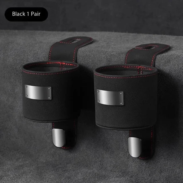 Car Hook Storage Box - Seat Back Milk Bottle and Beverage Cup Holder - Delicate Leather