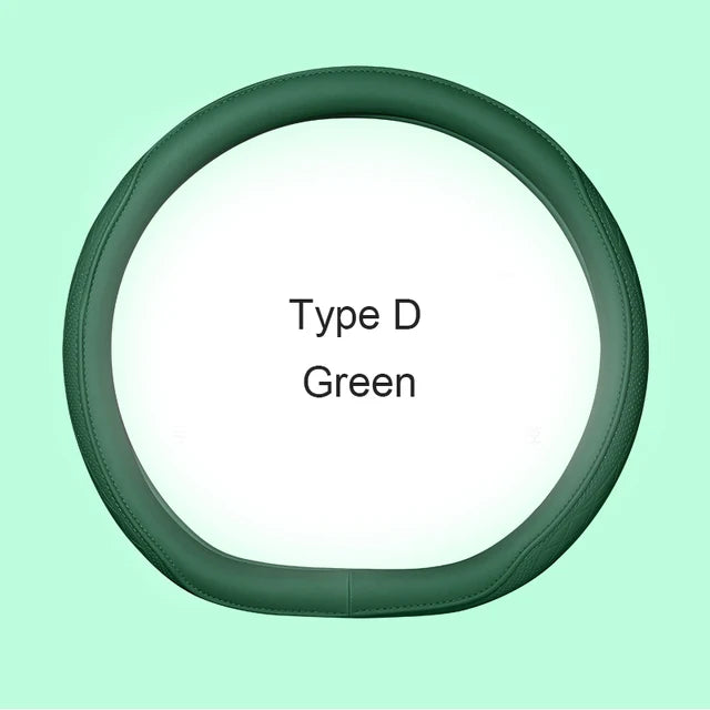 Motopets Car Anti-Slip Leather Steering Wheel Cover - Universal Protective Cover Fashion Style for 38cm Type D Steering Wheels - Delicate Leather