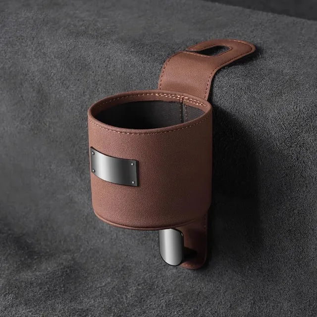 Car Hook Storage Box - Seat Back Milk Bottle and Beverage Cup Holder - Delicate Leather