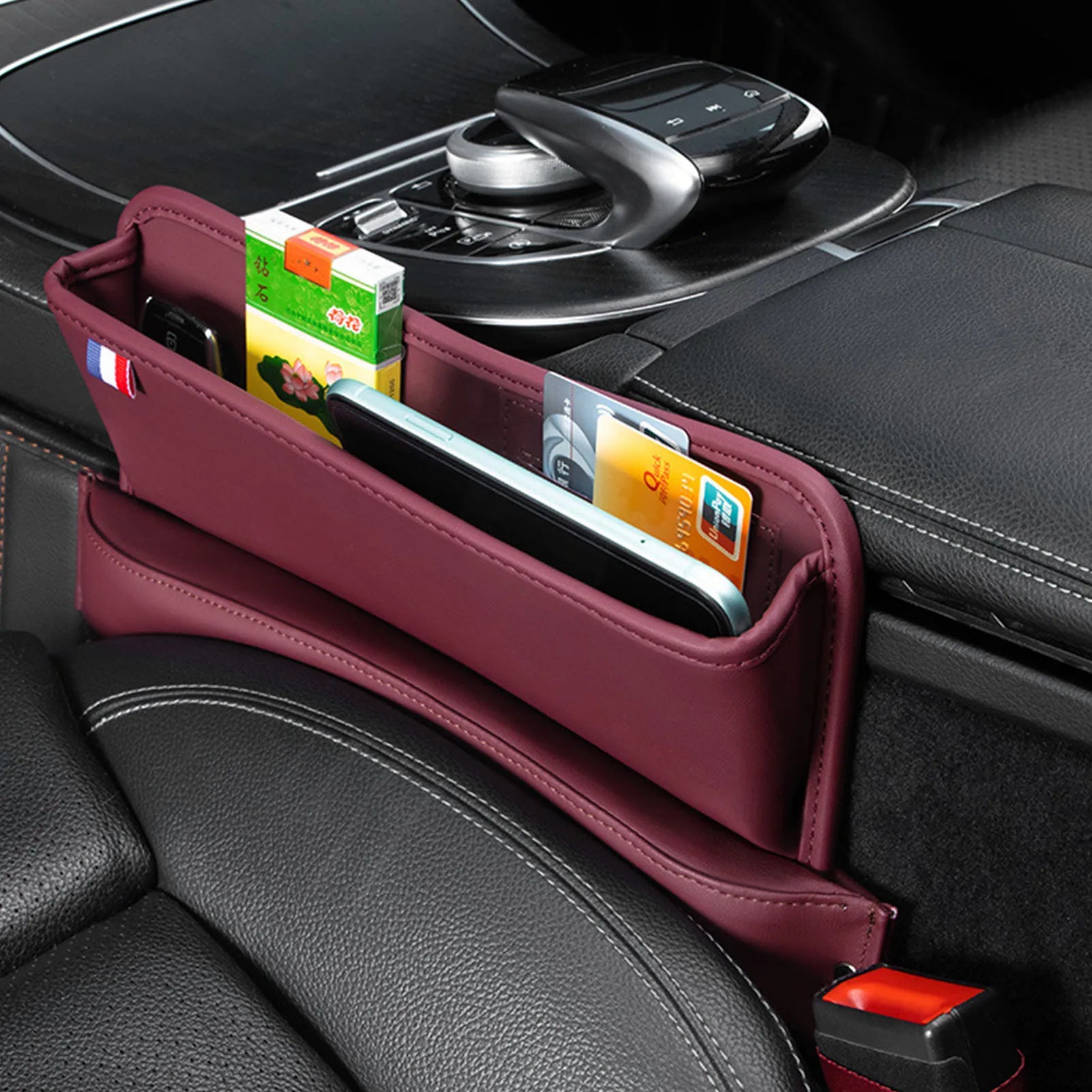 Car Organizer PU Leather Storage Car Seat Slit Gap Pocket - Delicate Leather