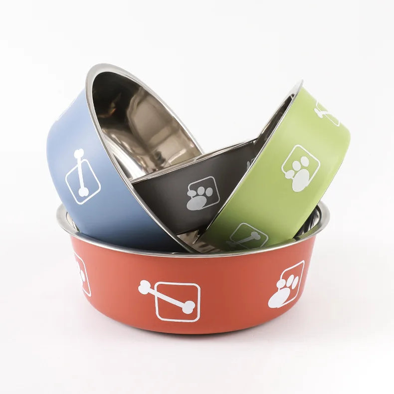 Non-slip Dog Bowls for Small Medium Large Dog Feeder Bowls Drinkers Stainless Steel High Capacity Pet Food Container Supplies - Delicate Leather