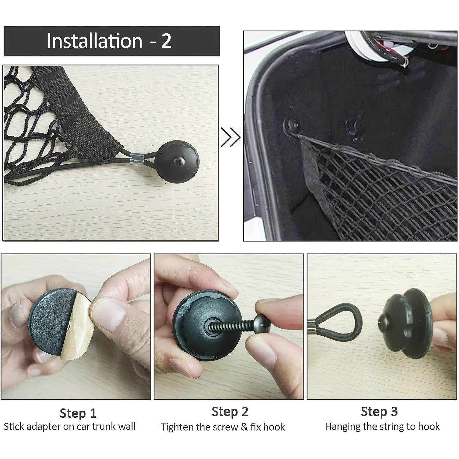 Rear Cargo Nets for SUV - Adjustable Car Trunk Cargo Storage Organizer Mesh Net - Delicate Leather