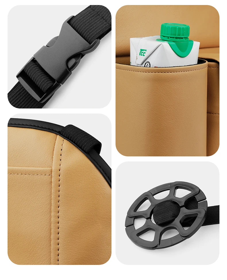 Cute Cartoon Car Seat Middle Organizer - Leather Material Storage Bag for Convenient Auto Tidying - Delicate Leather