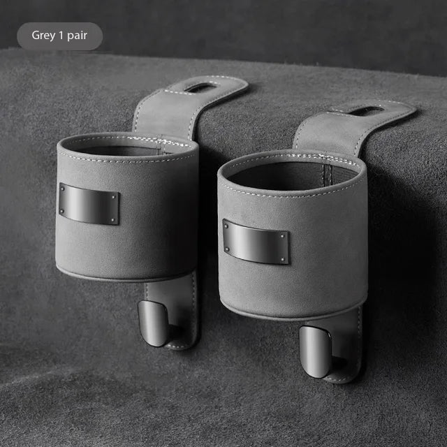 Car Hook Storage Box - Seat Back Milk Bottle and Beverage Cup Holder - Delicate Leather