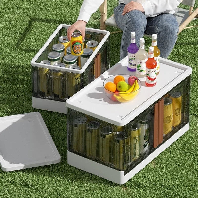 Outup Store Outdoor Camping Storage Box Folding Box Car Trunk Table Double Door Picnic Storage Kamp Car Camping Campismo Picnic - Delicate Leather