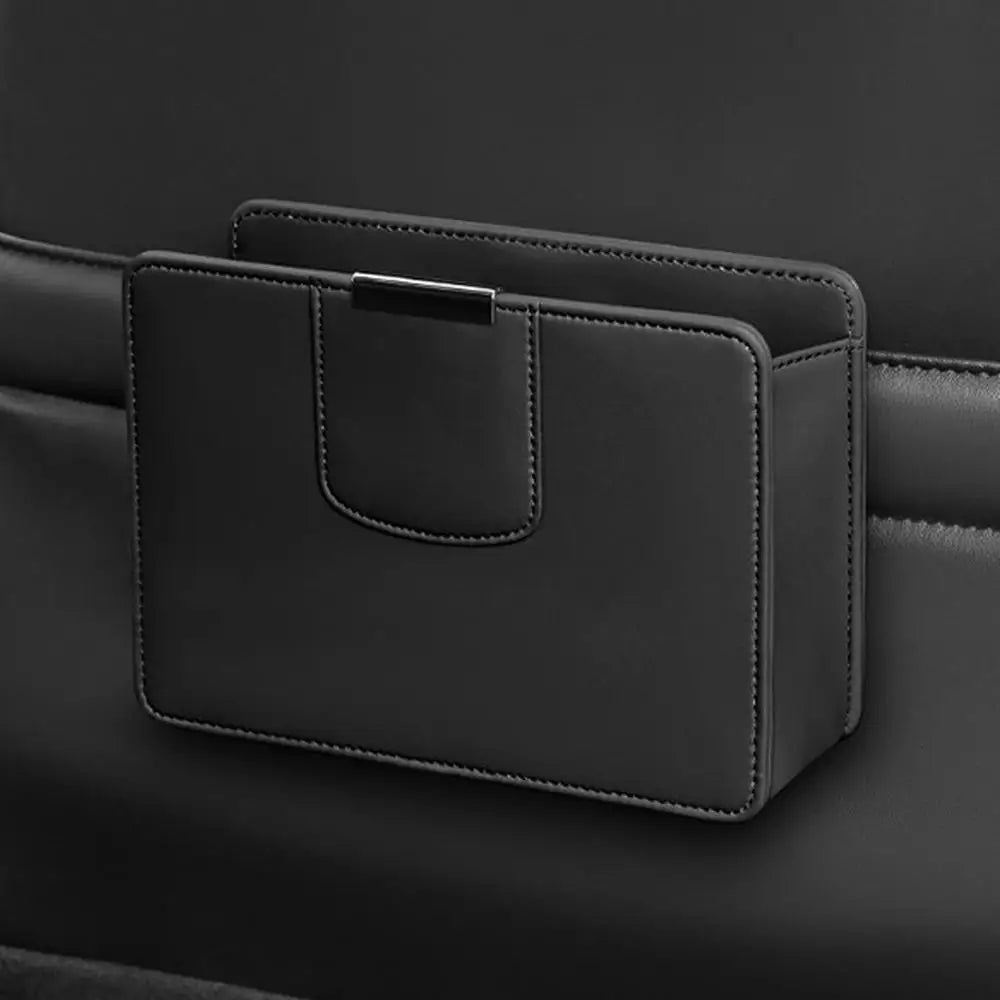 Car Seat Storage Box - Auto Seat Back Organizer with Magnetic Closure Design - Delicate Leather