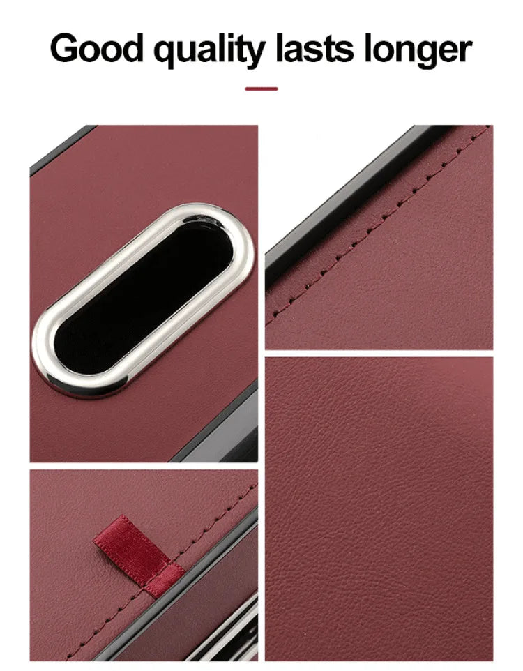 Car Multifunctional Leather Tissue Storage Box - Water Cup Holder and On-Board Seat Back Storage Bag, Custom Fit For Your Cars, Car Accessories - Delicate Leather