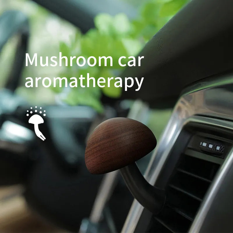 Creative Car Air Freshener Natural Solid Wood Mushroom Shape Car Perfume Auto Interior Accessories Perfume Diffuse Ornament Gift - Delicate Leather