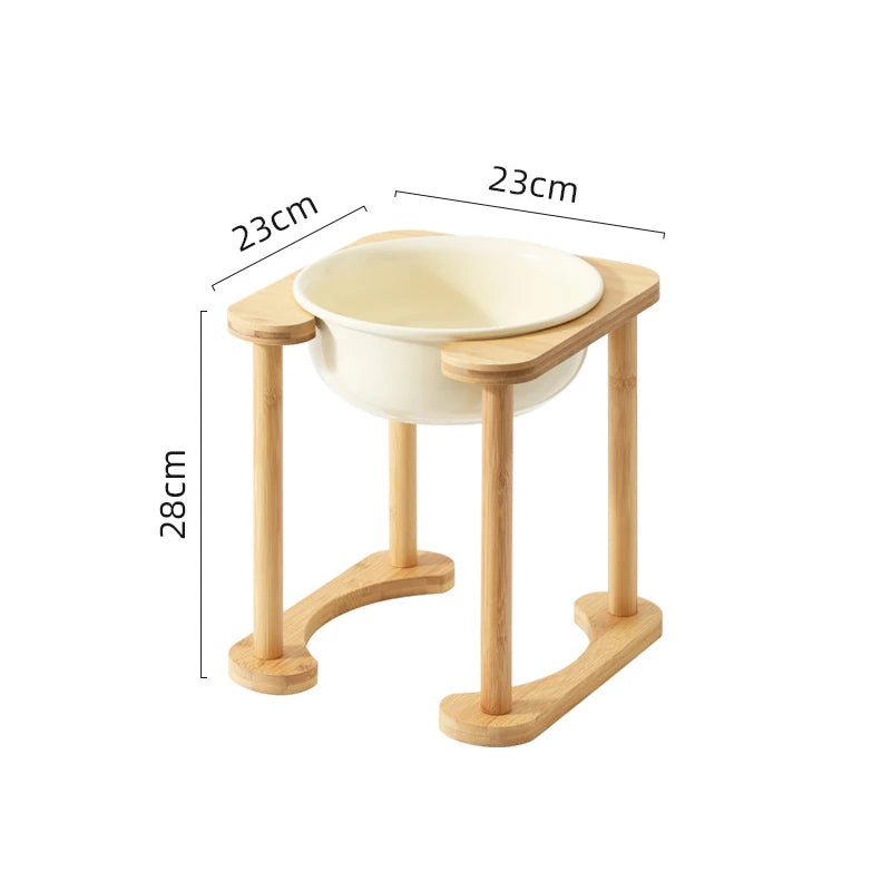 Big Dogs Dining Table Elevated Pet Double Food Water Bowls with Wooden Stand Medium Dog Drinking Eating Feeding Feeders - Delicate Leather