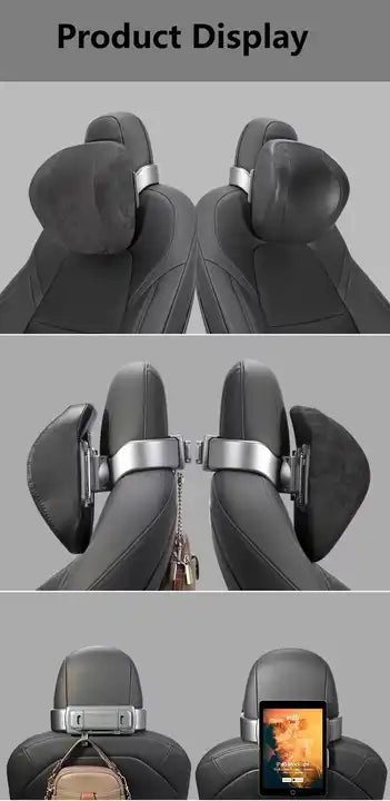 Memory Foam Car Headrest Pillow: Breathable Perforated PU Leather, Adjustable Height, Rotating Design for Enhanced Car Comfort - Delicate Leather