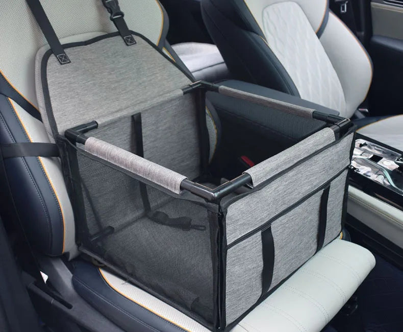 Travel Dog Car Seat Cover - Waterproof Pet Dog Carrier Bag, Cat Transport Hammock, Car Seat Basket for Small and Medium Dogs - Delicate Leather