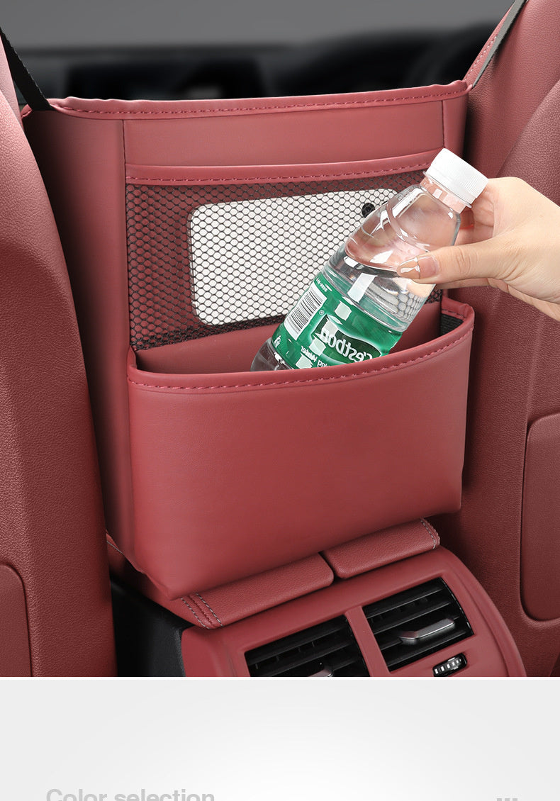 Car Handbag Holder Between Seats - Multifunctional Leather Auto Seat Middle Storage Bag