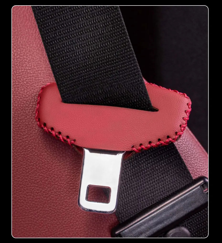 Leather Car Seat Belt Clip Extender Safety Seatbelt Lock Buckle Plug Cover - 2 Pack