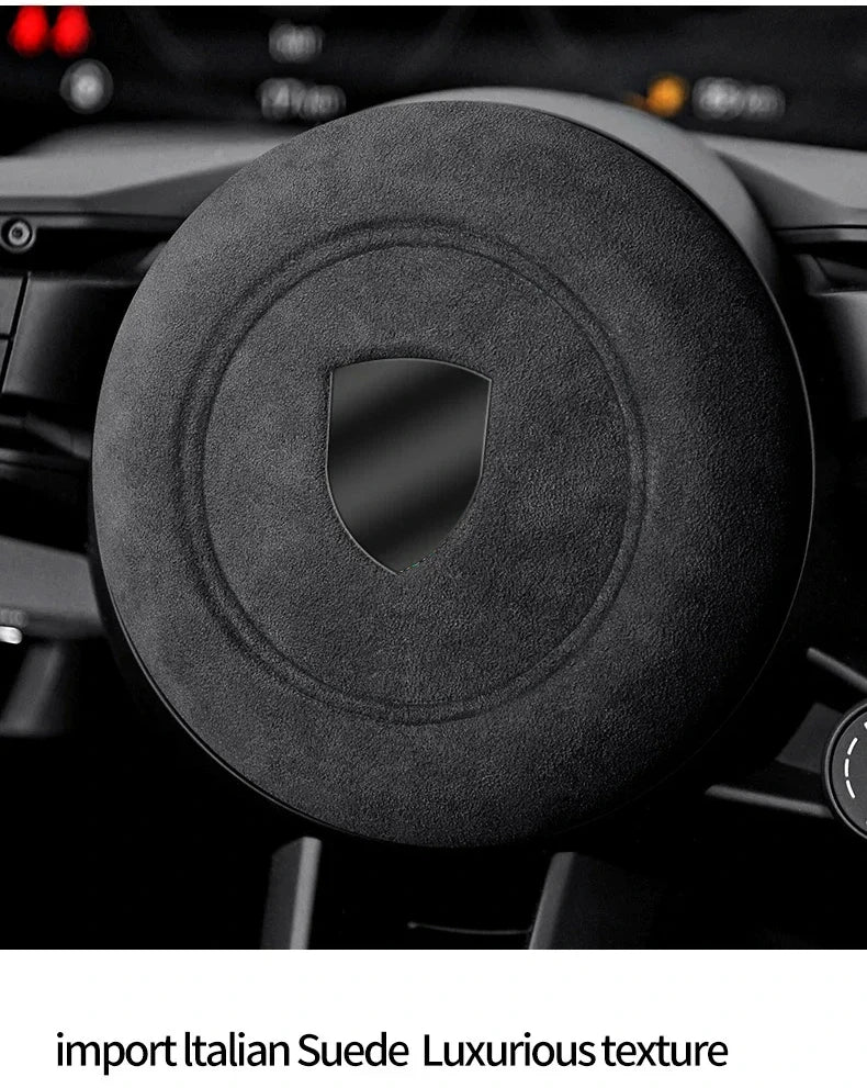 Car Steering Wheel Horn Cover Trim - Suede Interior Decorative Accessories - Delicate Leather
