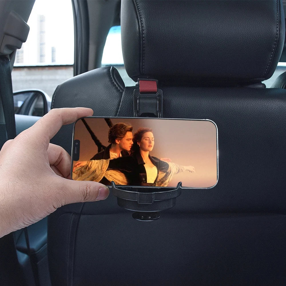 Multifunctional Car Hook Storage Tray - Seat Back Cup Holder and Phone Holder - Delicate Leather