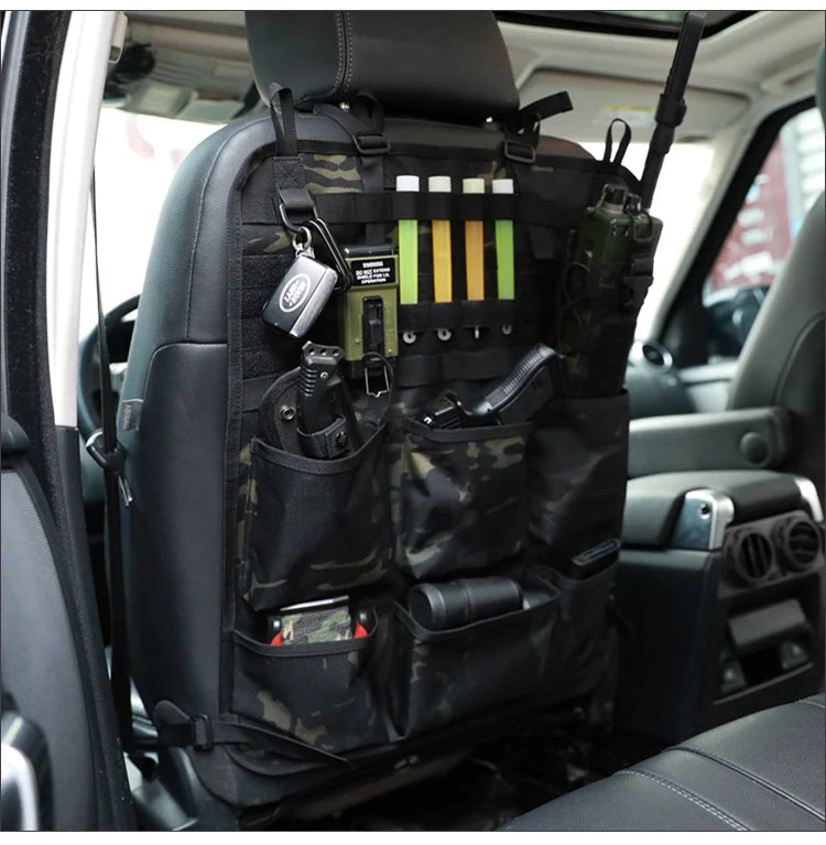 Car Organizer Seat Back Storage Bag - Multifunctional Camo Hanging Bag, Custom Fit For Your Cars, Car Accessories - Delicate Leather