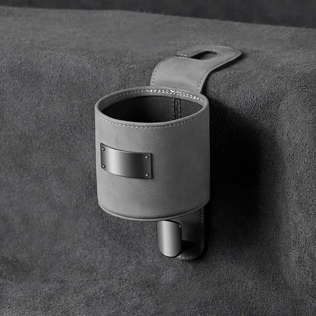 Car Hook Storage Box - Seat Back Milk Bottle and Beverage Cup Holder - Delicate Leather