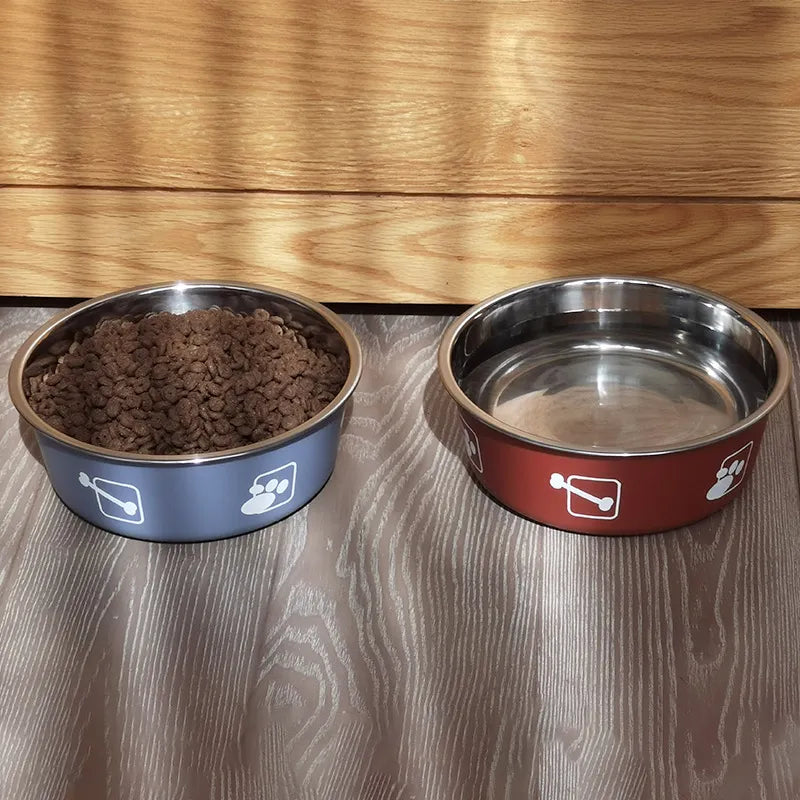 Non-slip Dog Bowls for Small Medium Large Dog Feeder Bowls Drinkers Stainless Steel High Capacity Pet Food Container Supplies - Delicate Leather