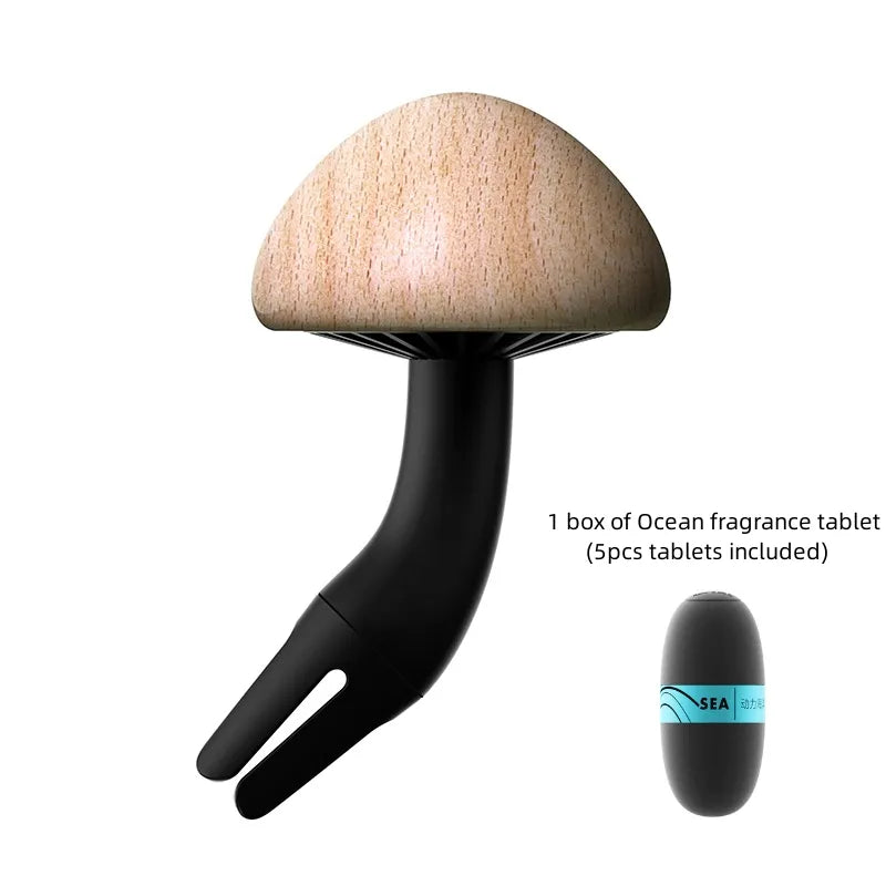 Creative Car Air Freshener Natural Solid Wood Mushroom Shape Car Perfume Auto Interior Accessories Perfume Diffuse Ornament Gift - Delicate Leather