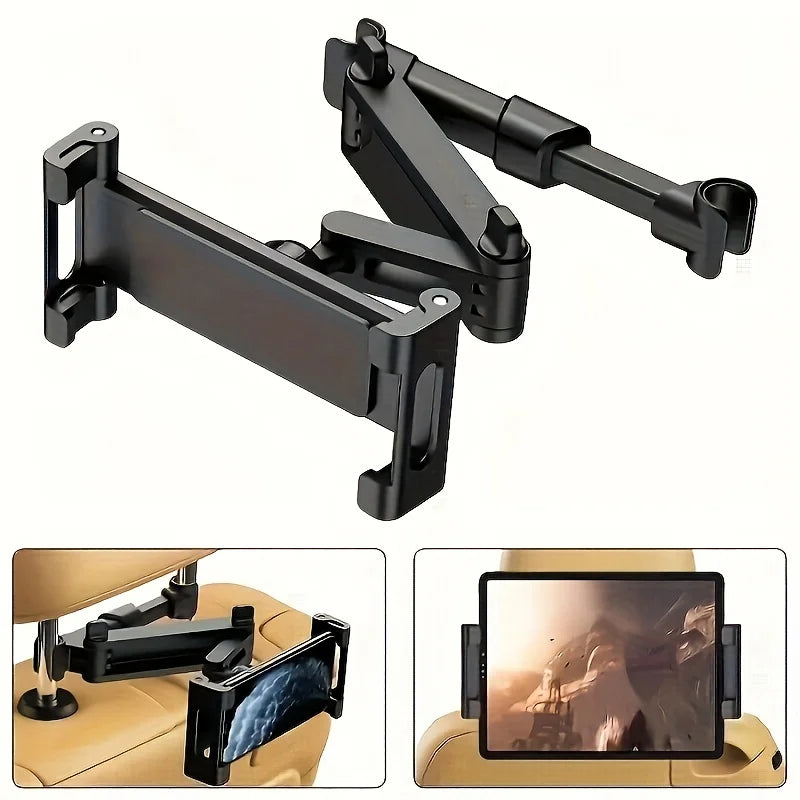 Car Tablet Holder Headrest Mount - Universal Compatibility for Cell Phones and Tablets - Delicate Leather
