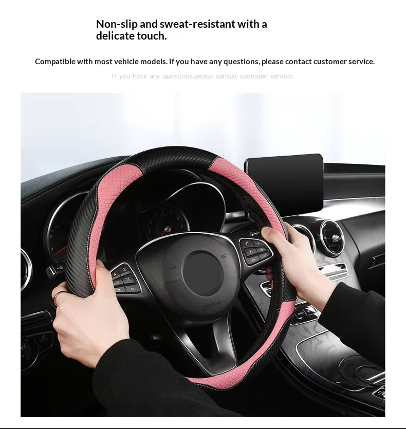 Ultra-Thin Leather Steering Wheel Cover – Breathable Non-Slip Summer Grip (O & D Shape) - Delicate Leather