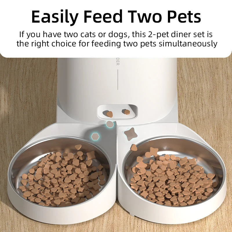 ROJECO Only Stainless Steel Single & Double Bowl Accessories For 4L Automatic Pet Feeder Cat Food Dispenser Without Pet Feeder - Delicate Leather