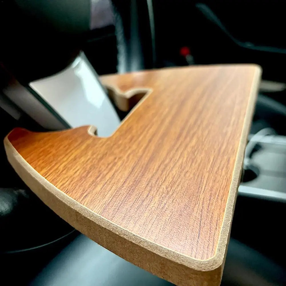 Auto Steering Wheel Desk - Car Travel Table, Food Eating Tray, Laptop and Drink Desk Mount Stand - Delicate Leather