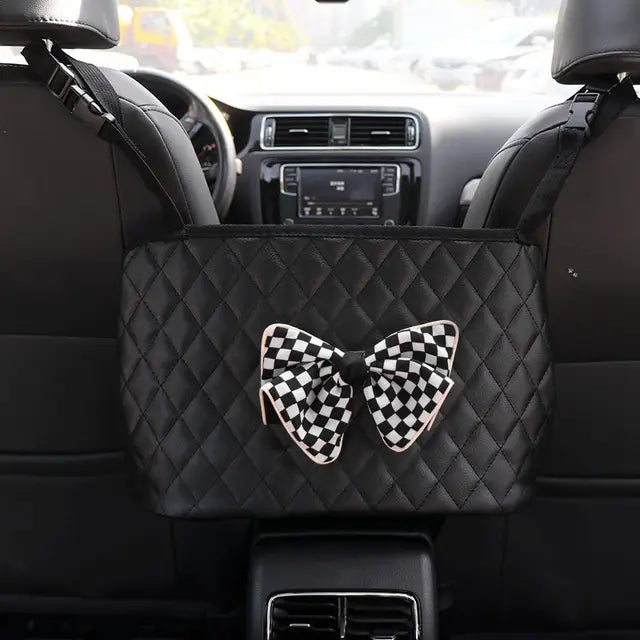 Car Storage Hanging Bag with Net Pockets - Perfect for Girls - Delicate Leather