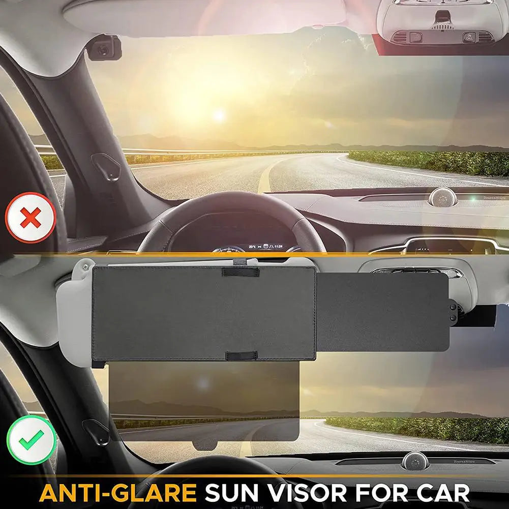 Car Sun Visor Extension Extender Front Side Window Sun Adjustable Truck Elastic Visor Bands Polarized Shade Anti-Glare - Delicate Leather