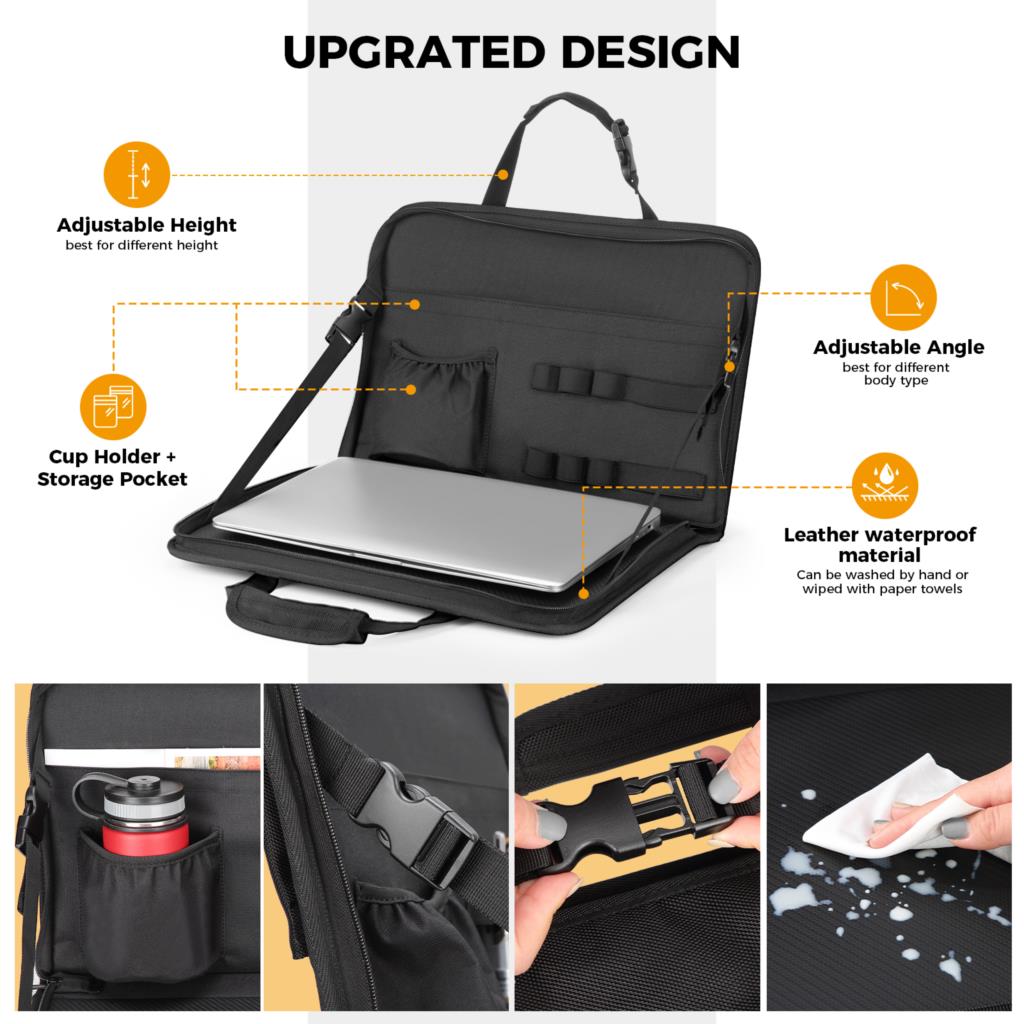 Universal Car Work Table Holder - Foldable Laptop Bag, Auto Steering Wheel Multifunction Table, Food Tray (36-40cm) Car Accessories - Delicate Leather
